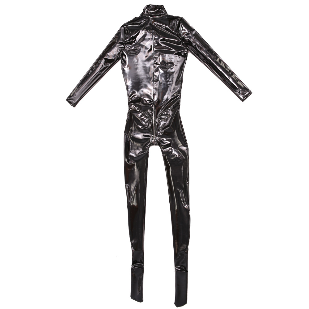 Sewing Latex - เซ็กซี่ผู้หญิง PVC เงาเต็ม Bodysuit PU Faux