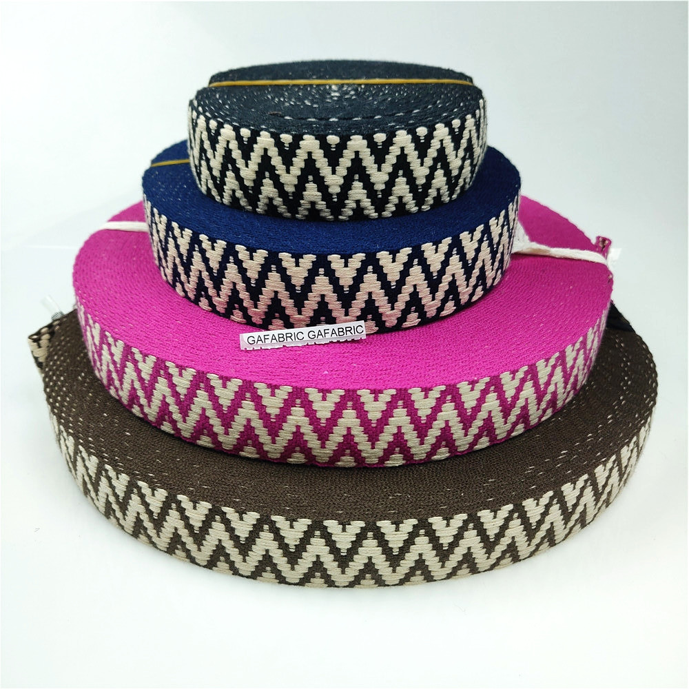 Sewing Thread In Textile - นุ่มผ้าฝ้าย30มม.กว้าง Wave ชาติพันธุ์ทอ Webbing Retro ศุลกากรผ้าฝ้ายริบบิ้นเย็บผ้าสำหรับเสื้อผ้ากระเป๋าสายรัด1