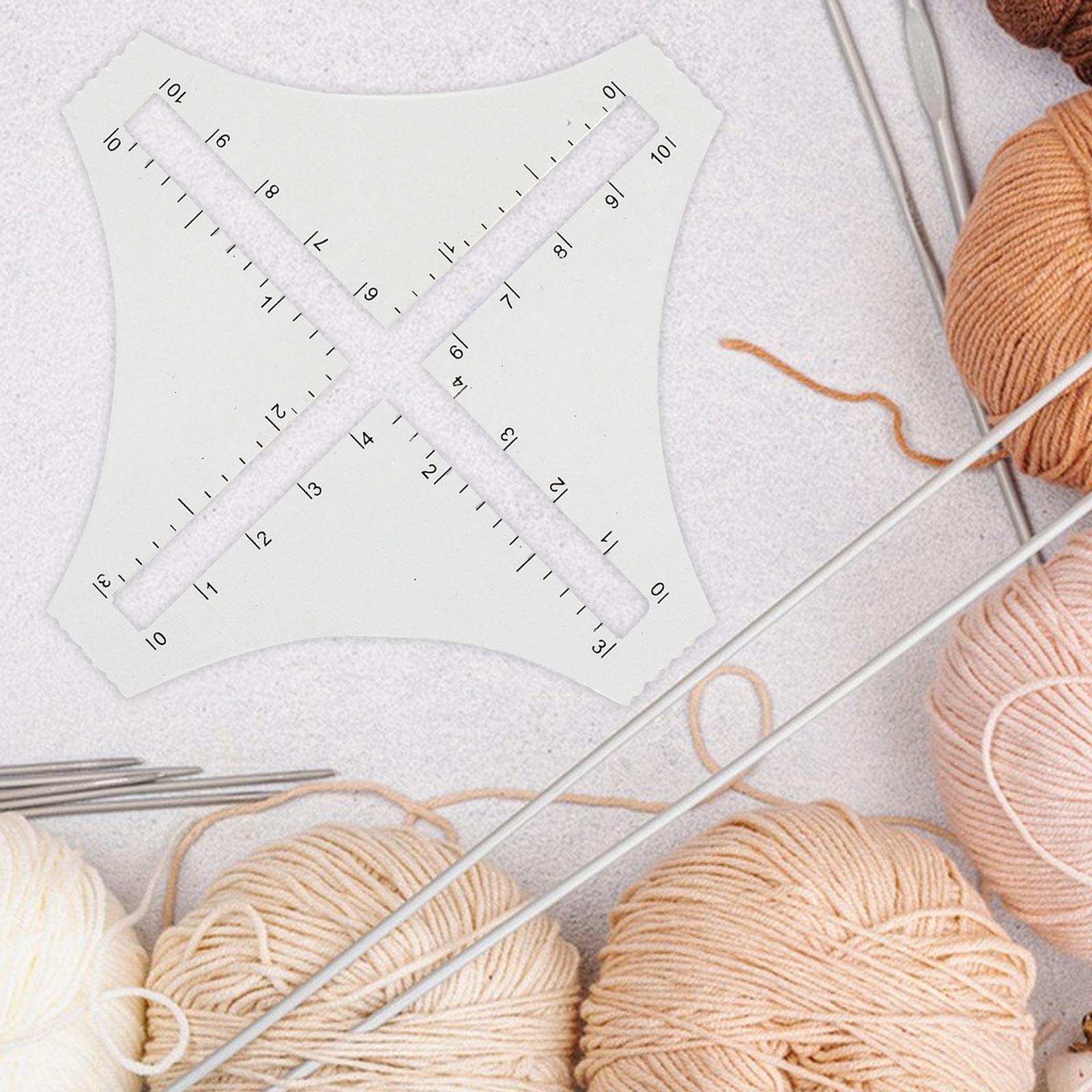 Sewing Gauge Ruler - ไม้บรรทัดวัดความหนาแน่นของผ้าถักอะคริลิกแบบใส พร้อมแม่แบบปะผ้าสี่มุม สำหรับงานเย็บปักถักร้อย