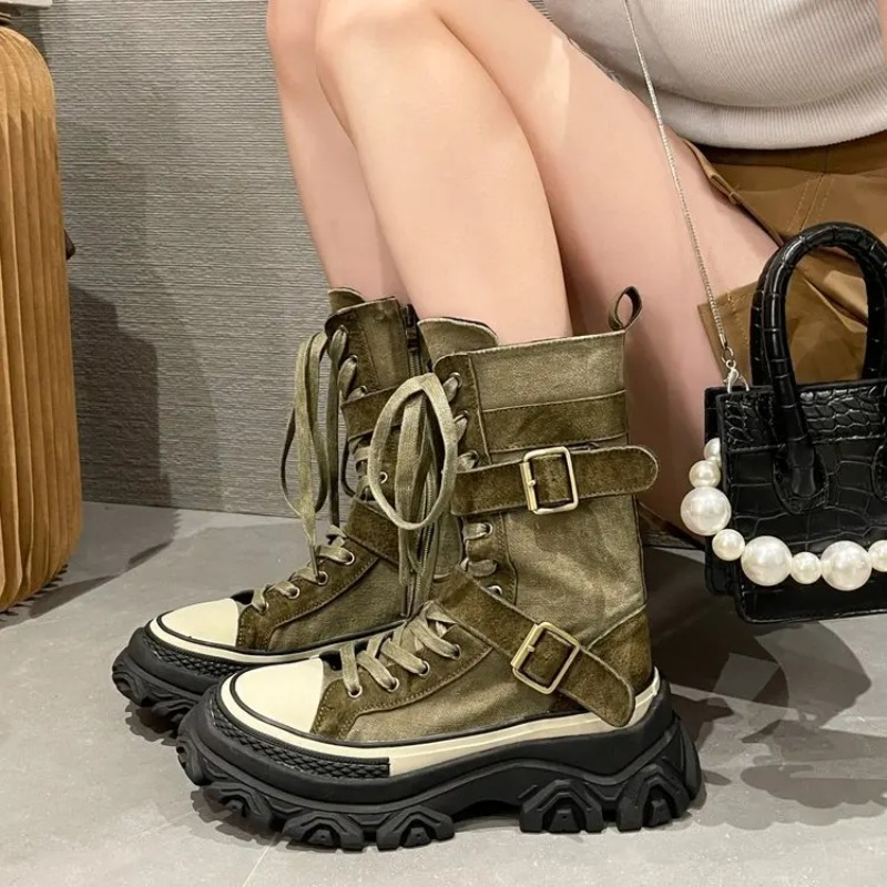 แพลตฟอร์มหนาผู้หญิงรองเท้าผ้าใ - Sewing Latex บทวิจารณ์และราคา