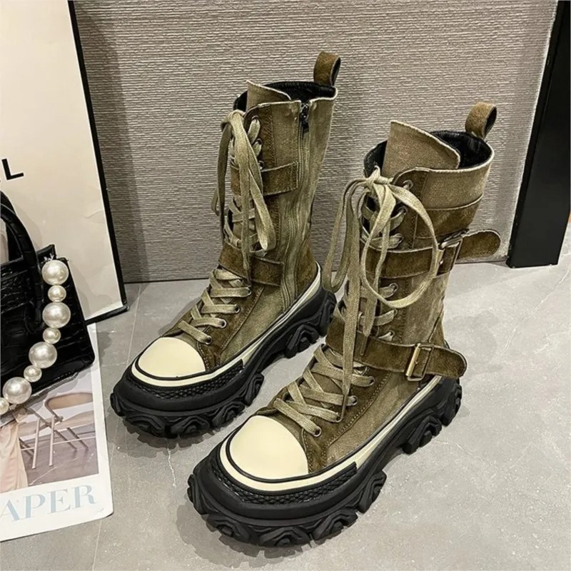 แพลตฟอร์มหนาผู้หญิงรองเท้าผ้าใ - Sewing Latex บทวิจารณ์และราคา
